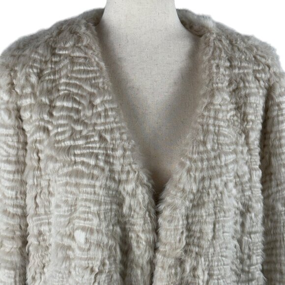 Elevated Piece! Anthropologie Fur by Urf Noemie Faux Fur Coat in Beige Size L - Picture 12 of 14